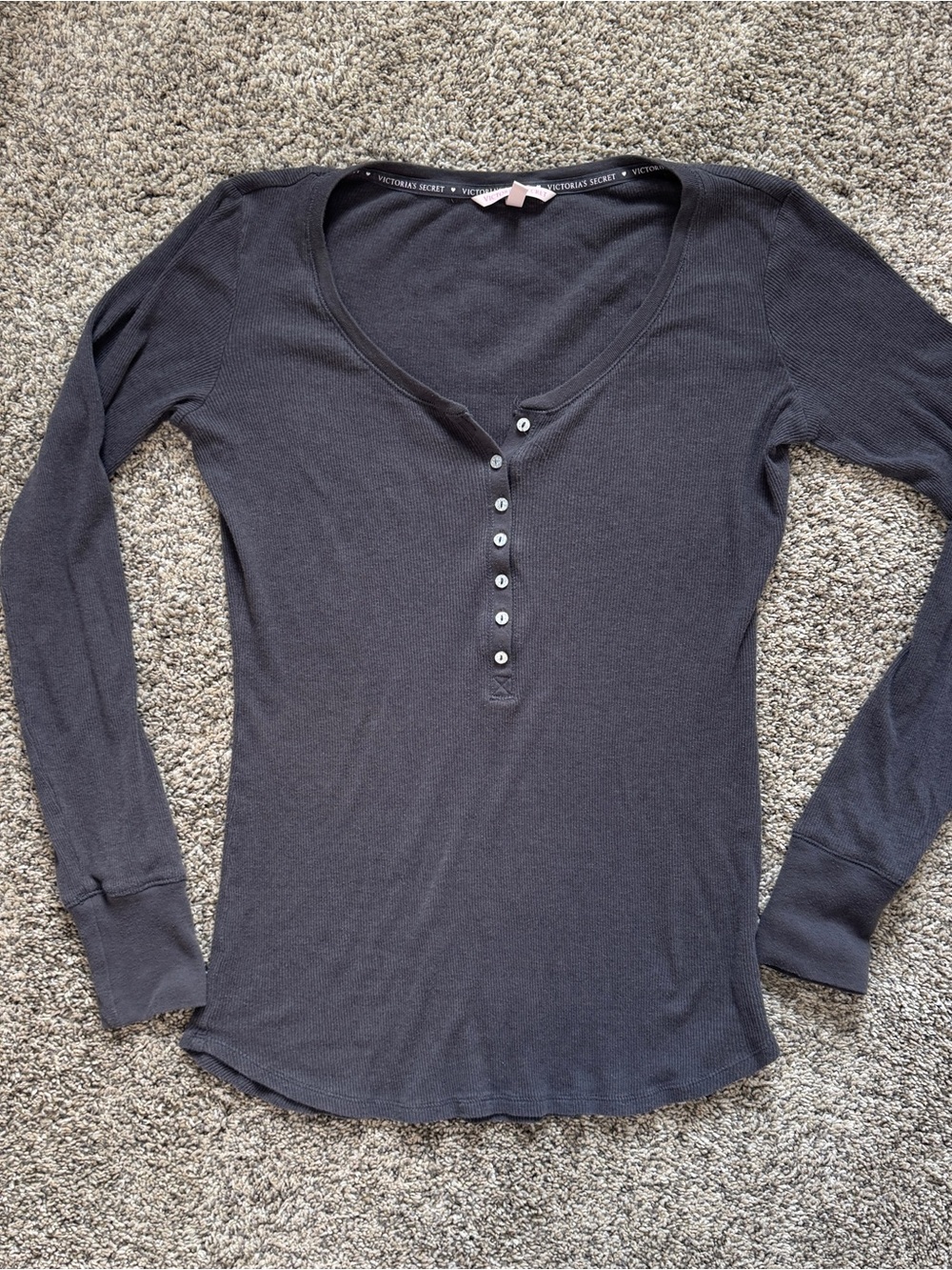 Victoria's Secret Charcoal Long-Sleeve Henley Top